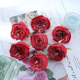 20pcs Tea Bud Rose Artificial Silk Peony Flower Head For Wed Home Decor Birthday Party Accessories DIY Garden Vases Fake Flowers