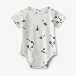 Rompers Newborn Infant Baby Boys Romper Clothes Cotton Cute Cartoon Print Short Sleeve Jumpsuit Toddler Outfits Summer H240530 R82P