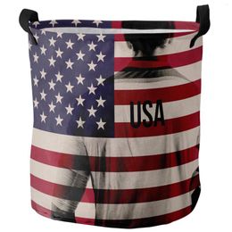 Laundry Bags American Football Player Dirty Basket Foldable Waterproof Home Organiser Clothing Kids Toy Storage