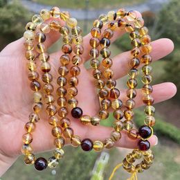 6-9mm Original Amber Bracelet Genuine Plant Beads 108 Rosary Mala Meditation Buddhist Natural Stone Necklace Not Perfect Jewelry 240528