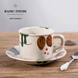 Cups Saucers Japanese Porcelain Tea Cup With Saucer Handle Small Coffee Pottery Ceramic Tazze Per Caffe Latte Home Container LL50CC