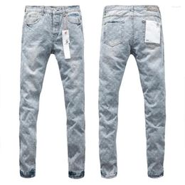 Men's Jeans Top Quality Purple Men American High Street Fashion Print Stylish And Slim Pants