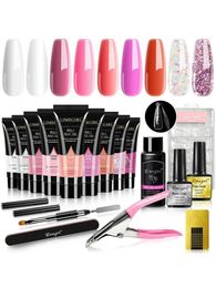 15ml Nail Extension Gel Set Without UV Lamp Full Manicure Set Slip Solution Nail Art Quick Extension Gel Tool Set 240530