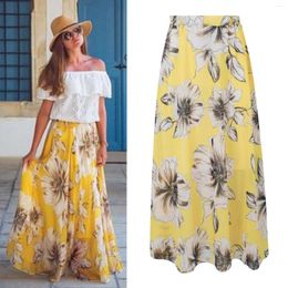 Skirts 1pc Chiffon Boho Womens Floral Gypsy Long Maxi Full Skirt Beach Sun Dress High Quality Beautiful Ladies