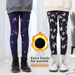 Autumn Winter Kids Baby Fleece Leggings Thick Warm Girls Print Pants Children 2-15Years Toddler Trousers L2405