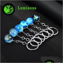 Other Arts And Crafts Luminous Keychain Universe Glass Ball Cabochon Keychains Car Bag Keyrings Creative Jewellery Gift Drop Homefavor Dhldr