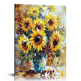 Art Sunflower Paintings Modern Floral Canvas Prints Aesthetic Posters Artwork Flowers Pictures on Canvas Wall Art for Home Office