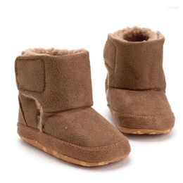 Boots Winter Fashion Wool Fur Solid Brown Soft Bottom Baby First Walkers Girls Boys Shoes Snow Warm