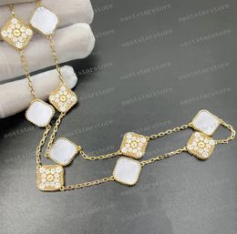 Designer halsband klöver halsband charm 18k rosguld silver pläterat 10 motiv skal diamanthänge för kvinnor tjej alla hjärtans engagemang designer smycken gåva