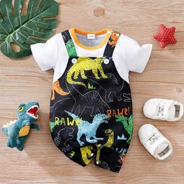 Rompers Newborn Baby boy Clothes cartoon dinosaur printing Jumpsuit Summer Short Sleeve Romper Infant Toddler Pyjamas One Piece Outfit Y2405304RFW