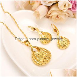 Earrings & Necklace Fashion Bag Pendant Earring Set Women Party Gift 18 K Fine G/F Gold Jewellery Sets Drop Delivery Dhqs0