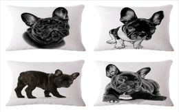 4545cm SexeMara Lovely French Bulldog Pattern Cotton Linen Cushion Cover Waist Square Pillow Cover Pillowcase Home Textile4318621