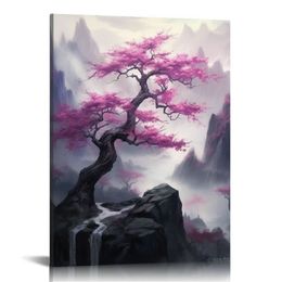 Japanese Cherry Blossoms Poster Decorative Painting Bathroom Decor Living Room Canvas Wall Art