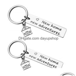 Key Rings Cute Chains Housewarming Gift For Her Or Him New Home Adventures Keychain House Keys Keyring Moving Together Drop Delivery Dhoj2