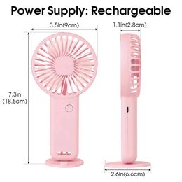 Fans Portable Mini Fans 600mAh USB Rechargeable Fans 3 Modes With Phone Stand for Travel Makeup Eyelash Fun for Kids Girls Women