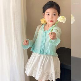 Jackets Girls Sunscreen Coat 2024 Spring And Summer Korean Style Children Thin Knit Cardigan Baby Girl Top