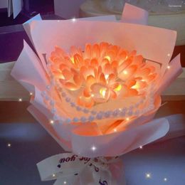 Decorative Flowers Diy Flower Arrangement Materials Home Decoration Handmade Led Tulip Bouquet Luminous For Valentine's