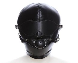 Fetish Sex Mask Bdsm Bondage Sexy Headgear Open Mouth Gag Blindfold Leather Restraint Hood Mask Sex Toys for Couples Adult Games Y8179856