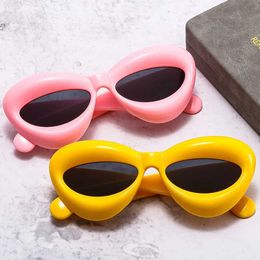 2024 Novo em óculos de sol de olho gato mulheres moda tonalidades de moldura inflada grossa