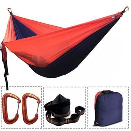 Hammocks Solid Colour Parachute Hammock Camping Survival garden swing Leisure travel Double Person Portable for outdoor furniture H240530 YDKD