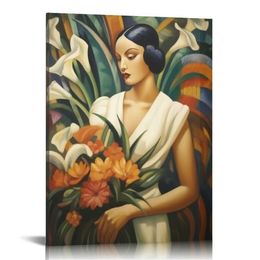 Mexican Folk Art Poster Hispanic Calla Lily Flower, Mexico Botanical Poster Canvas Painting Posters And Prints Wall Art Pictures for Living Room Bedroom Decor