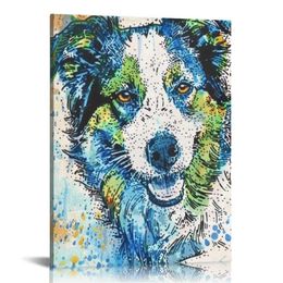 Modern Animal Poster Colourful Dog Canvas Poster Wall Art Decoration for bedroom, living room, kids room, dining room, home decor