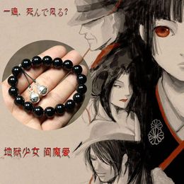 Anime Jigoku Shoujo Enma Ai Bracelet Cosplay HELL GIRL Black Beads Bells Bracelets For Women Men Couple Jewelry Accessories Gift