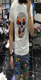 2021 Mens T Shirts Fashion Short Sleeve Skull Embroidery Design Summer Tops Tees O Neck Slim Fit Man Tshirts1411968