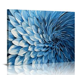 Blue and White Wall Art Decor Painting Pictures Print On Canvas, Modern Abstract Framed Canvas Wall Art for Home Decoration Living Room Bedroom Artwork