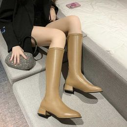 Boots 2022 Winter Women Long Boots Fashion Thin High Hl Kn High Booties Ladies Black Brown Sexy Woman Knight Boats Botas De Mujer H240530