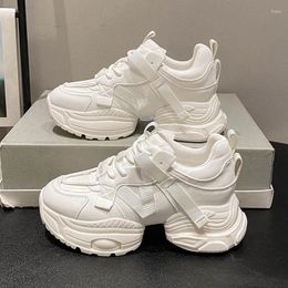 Casual Shoes Thick Sole White Women Chunky Sneakers 2024 Fashion Spring Ladies Platform Height Increasing Girls Sport