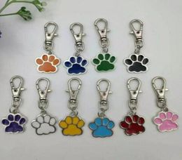 Mixed Colour Enamel Cat Dog Bear Paw Prints Rotating Lobster Clasp Key Chain Keyrings For Keychain Bag Jewellery Making wjl40051567441