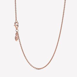 New arrival 925 Sterling Silver Rose Gold Classic Cable Chain Necklace With Lobster Clasp Fit European Pendants and Charms Fine Jewelry 208V