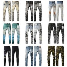 designer jeans lila jeans för män högkvalitativa modemän jeans cool stil lyxig designer denim byxa orolig rippad biker svart blå jean smal fit motorcykel