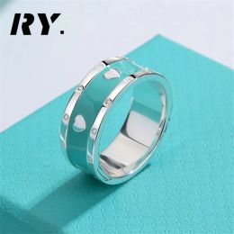 Rings 2023 Double Tring band ring with enamel blue heart ring 925 silver sterlling Jewellery desinger men women valentine's day party gif