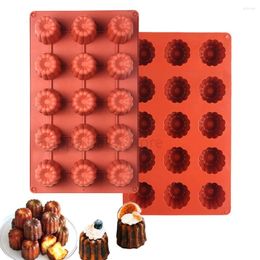 Baking Moulds 15-Cavity Canele Silicone Mold Nonstick Canneles Cake Pan Muffin Cupcake Tray DIY Pudding Mousse Decorating Tools