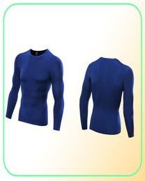 Running t shirts dry fit mens gym clothing scoop neck long sleeves underwear body building suit polyester apparel1984988