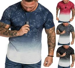 Men039s TShirts Mens Summer Gradient Short Sleeve Crew Neck Fitness Sports T Shirts Muscle Tops6199584