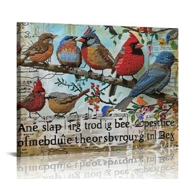 Ptaki ścienne sztuka farmhouse kardynał hummingbird zdjęcia ścienne dekoracje ścienne na płótnie nadruk malarstwo nowoczesne sztuka w ramce do łazienki do salonu sypialnia gotowe do powieszenia