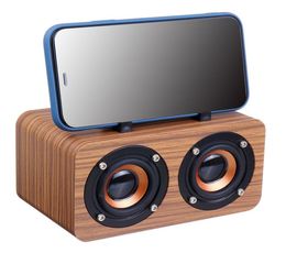 Retro Mini Wooden Wireless Speaker 6inch Betooth Portable Speakers with Phone Holder Subwoofer Stereo Bass System TF USB MP3 Player Computer2090822