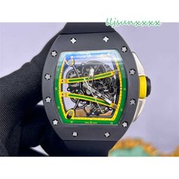 Tourbillon Watch Automatic Mechanical Wrist Watch RM061 Designer Watch Wine Barrel Shaped Titanium Case Hollow Movement