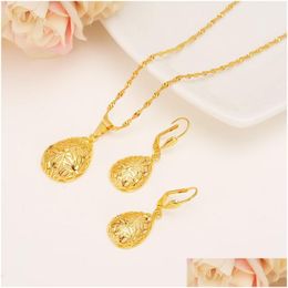 Earrings & Necklace Lovely Water D Pendant Set Petal 14 K Fine Yellow Gold Filled Trendy Party Jewellery Sets For Women Gift D Dhgarden Dhhy6