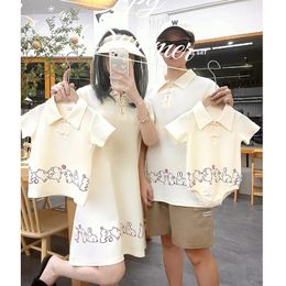 Chinese Parent-child Matching Clothes for The Whole Family Look Mommy and Daughter Same Dress Dad and Son Equal T Shirt Clothing 240530