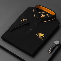 Brand embroidered cotton polo shirt mens high-end luxury top summer casual Lapel short sleeve T-shirt Korean fashion mens 240524