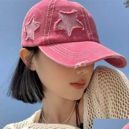 Ball Caps Retro Y2K Star Washed Denim Hole Baseball Cap Snapback Hats Autumn Summer Fishing Hat Men Women Gorras Drop Delivery Fashion Dh4K6