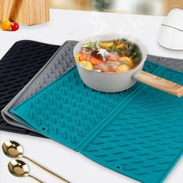 Table Mats Pot Plate Drying Mat Silicone Dish Foldable Drain Versatile Heat-resistant Leakproof Kitchen Counter