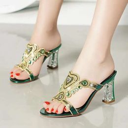 Fashion Women's Sandals Diamond High Heel Slippers Non Slip Banquet Sh d44