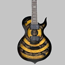 Custom irregular electronic guitar body Wylde Zakk audio style black parts tuned or automatic bridge and stop tail 2589