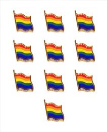 10pcslot Rainbow Flag Lapel Pin Colours Gay Pride Hat Tie Tack Badge Pins Mini Brooches for Clothes Bags Decoration6072007