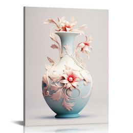 Flower and Conch Art Painting Canvas Print Wall Art Ready to Hang for Home